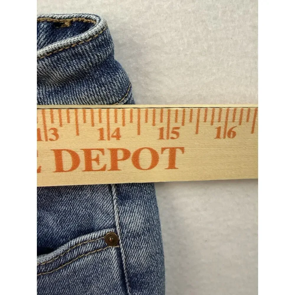 RSQ Mid Rise Boot Cut Jeans Womens Size 7/28 Light Wash Raw Hem Stretch